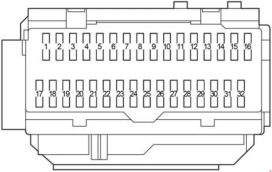 toyota camry acv40 схема предохранителей в салоне, room fuse block circuit