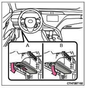 toyota camry 70 fuse block room location, Расположение блоков предохранителей в салоне камри 70