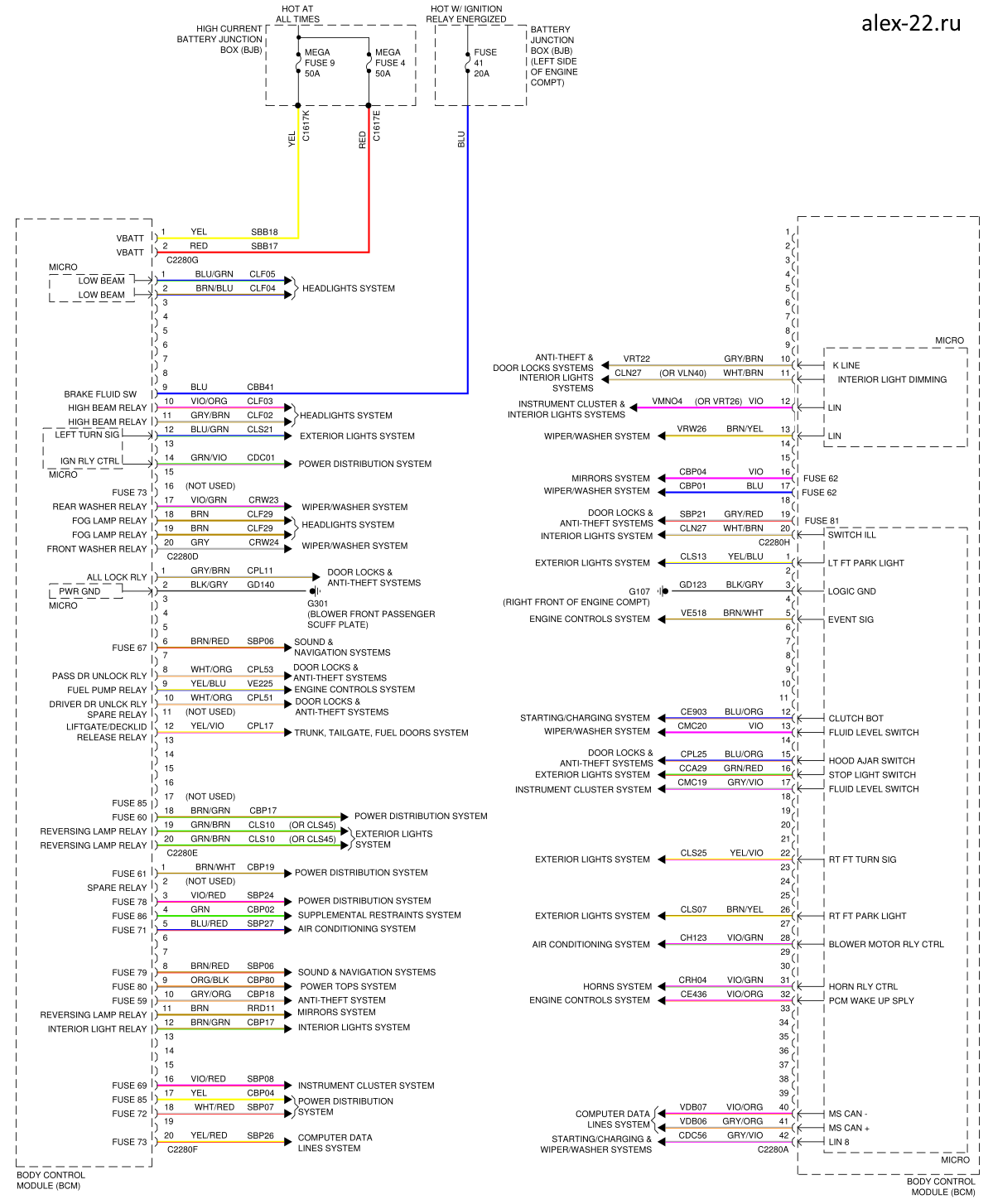 focus 3 circuit BCM, wiring diagram