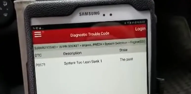 subaru ошибка 0171 на экране сканера